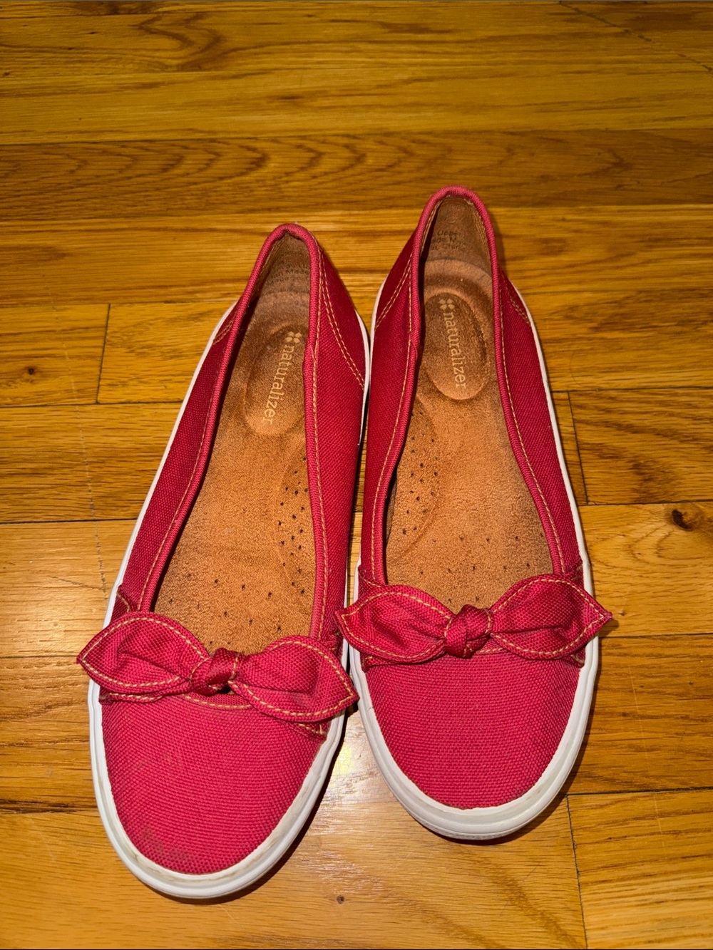 Naturalizer Pink Canvas Bow Slip-On Flats